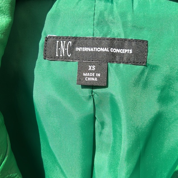 INC international concepts green leather jacket - Picture 4 of 6